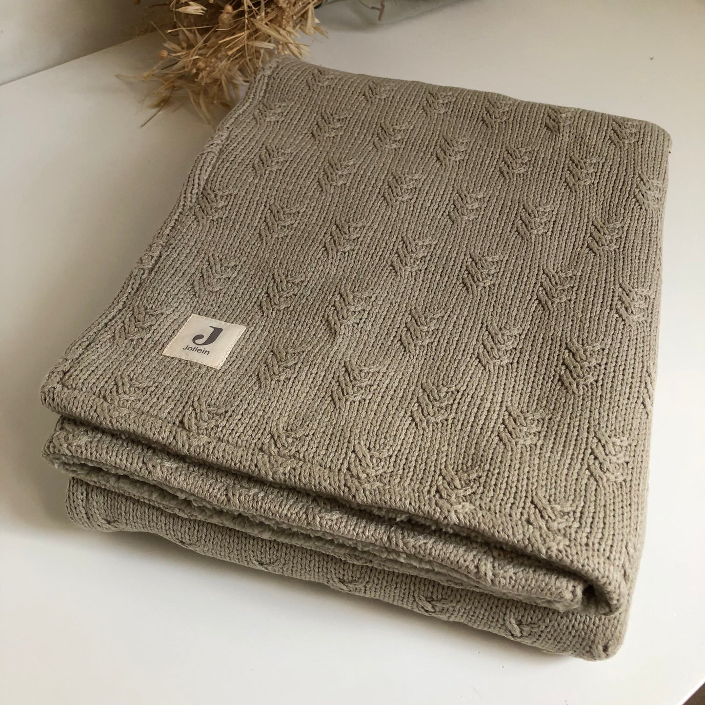 Wiegdeken velour olive green • Jollein