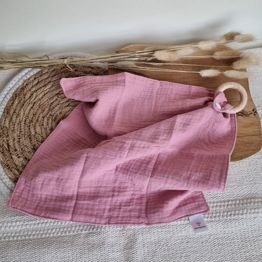 Knuffeldoekje met drukknopje roze • Rammelaartje