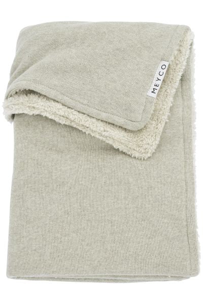Wiegdeken basic knit teddy zand • Meyco Baby