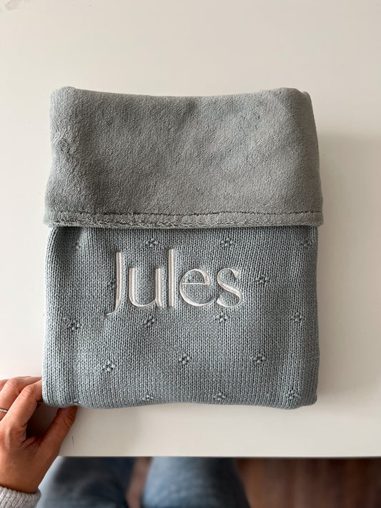 Wiegdeken cosy knit velvet sea green • Jollein