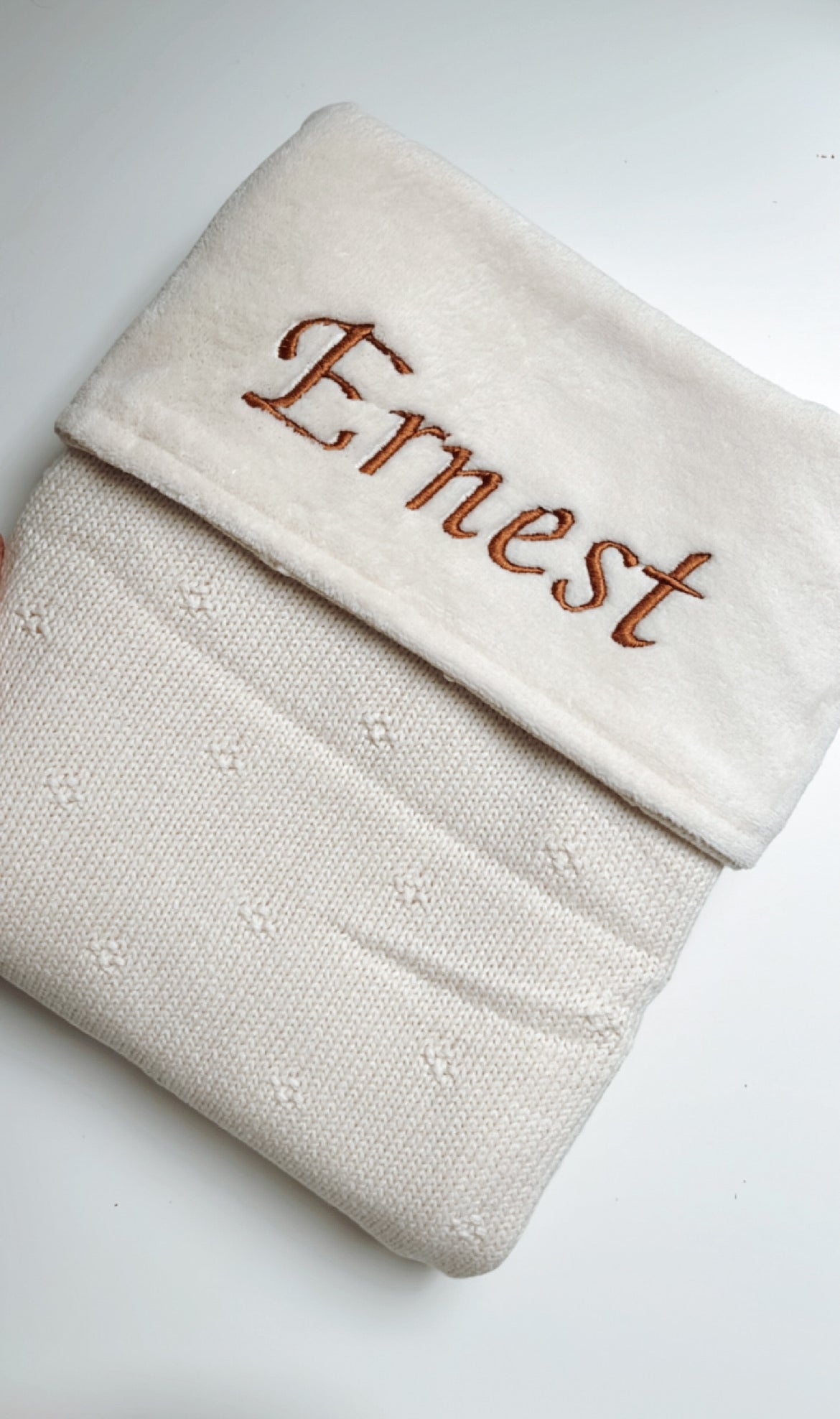 Wiegdeken cosy knit velvet ivory • Jollein