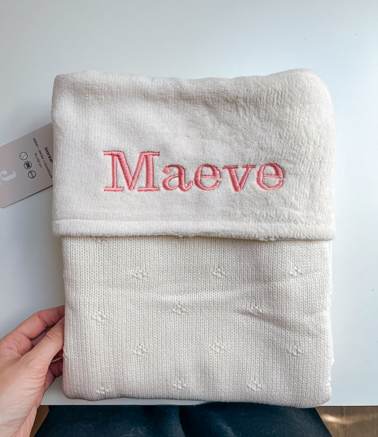 Wiegdeken cosy knit velvet ivory • Jollein