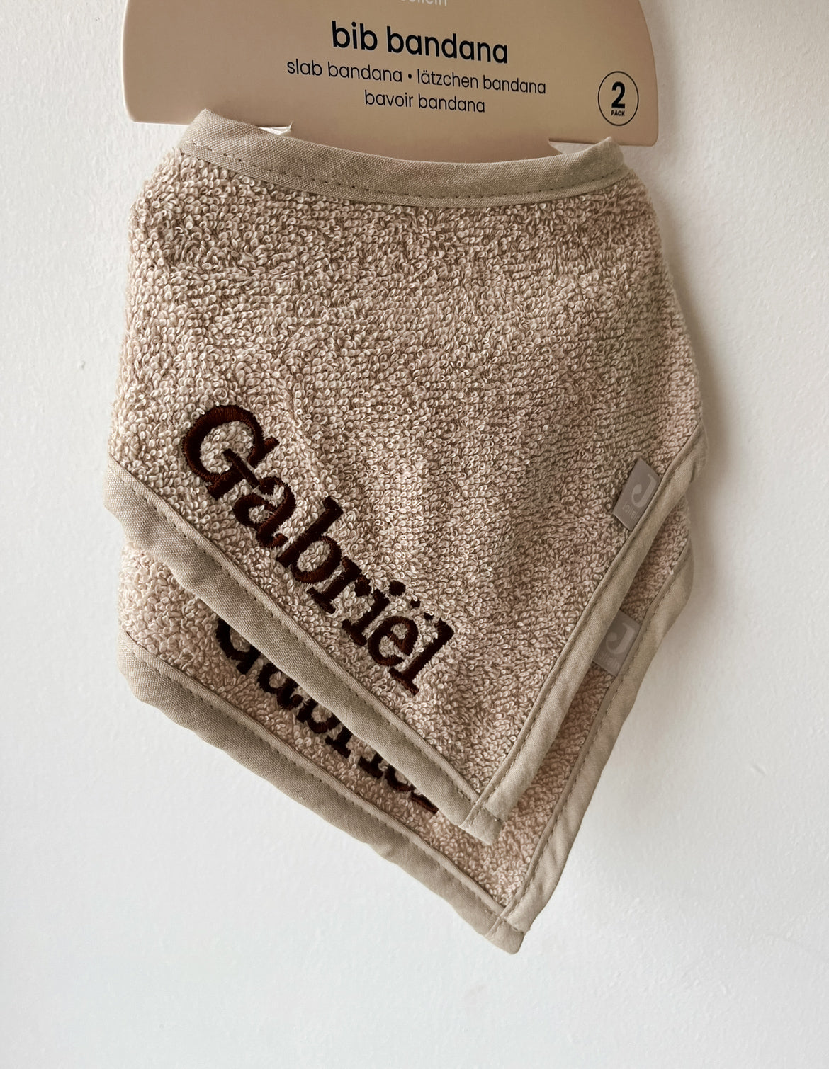 2-pack Bandana slabbetjes nougat • Jollein