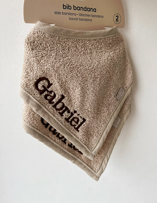 2-pack Bandana slabbetjes nougat • Jollein